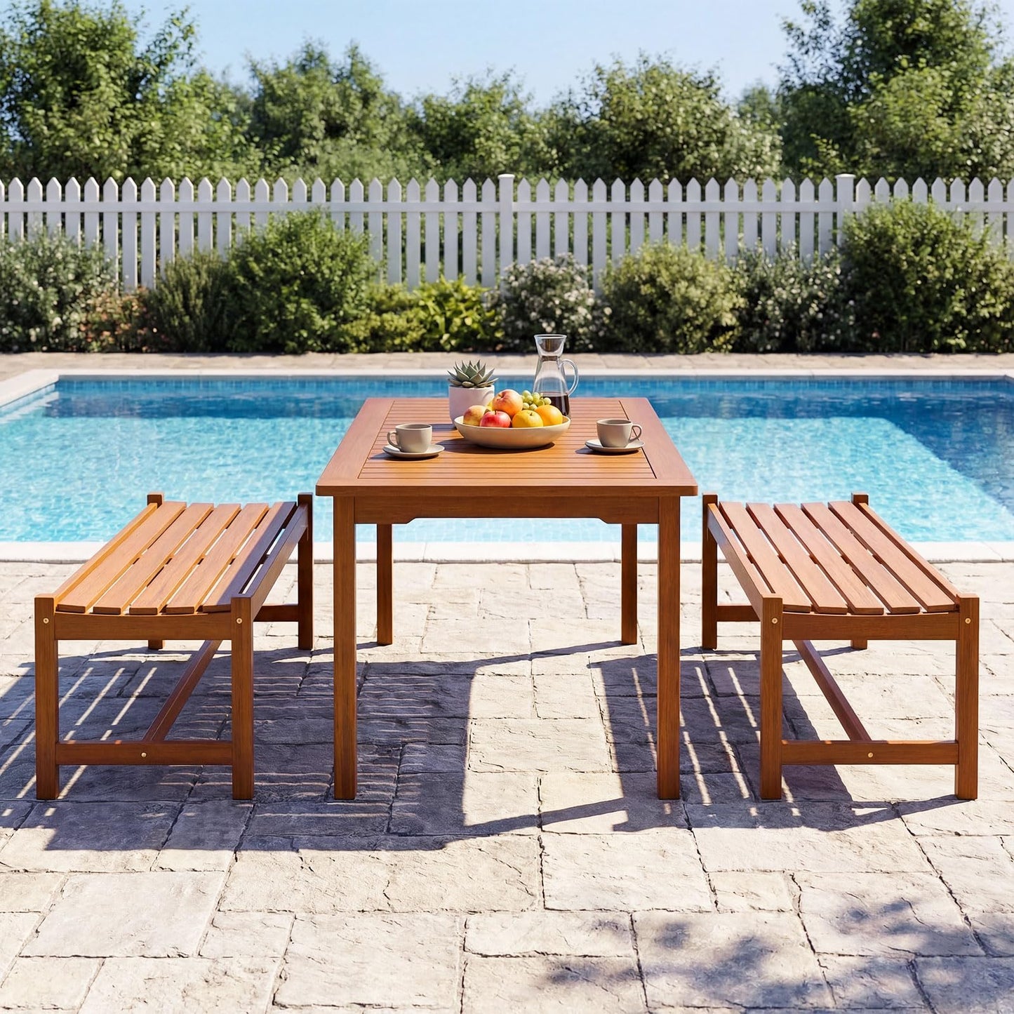 Wooden Garden Bench, 2 Seater Outdoor Bench with Slatted Curved Seat