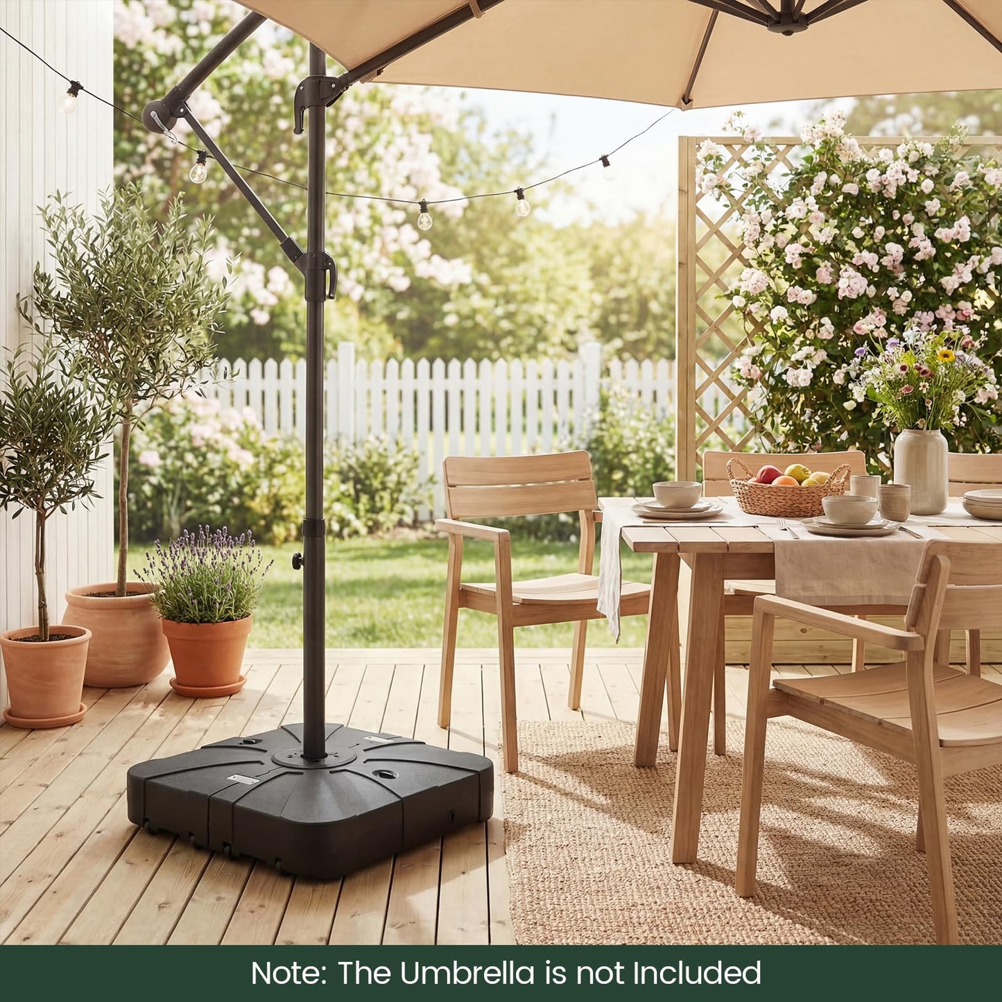 130 kg/170 kg Outdoor Cantilever Umbrella Base with Wheels Heavy-Duty Offset Patio Umbrella Stand