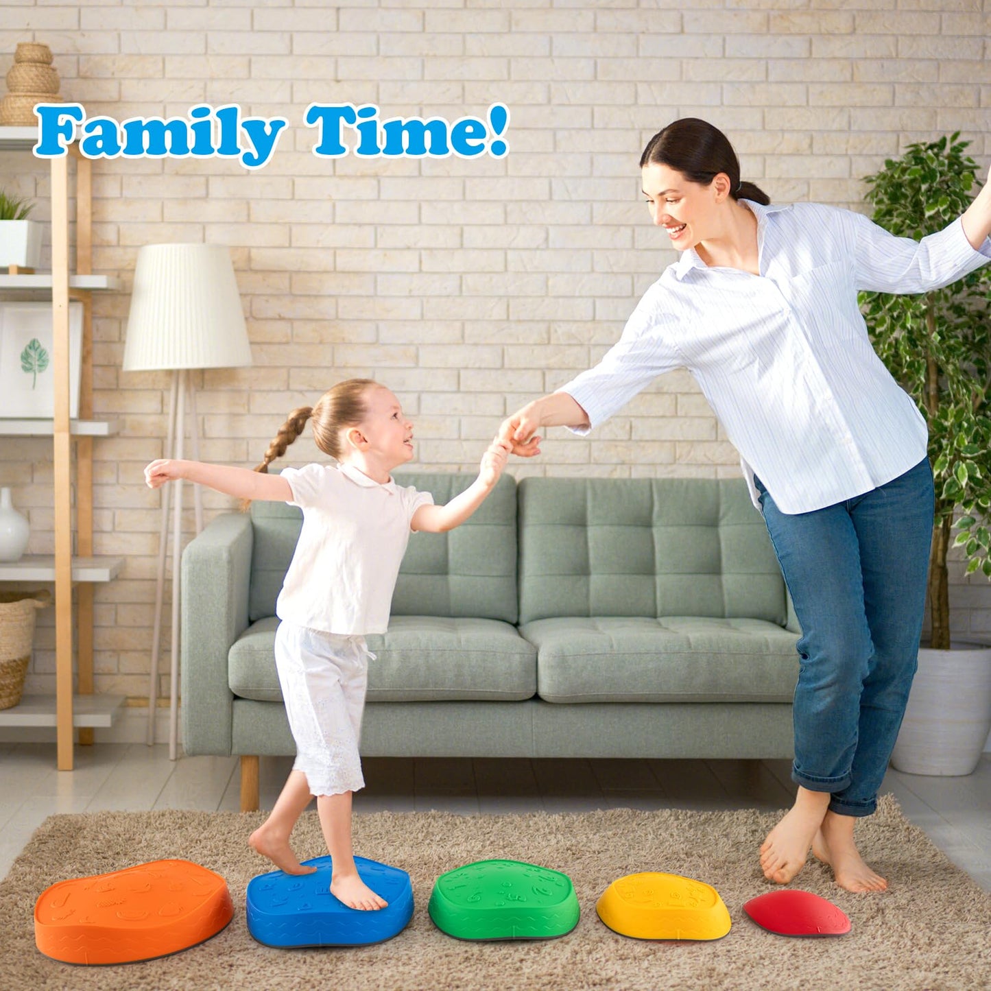 5Pcs Kids Stepping Stones Stackable Toddler River Stone Set