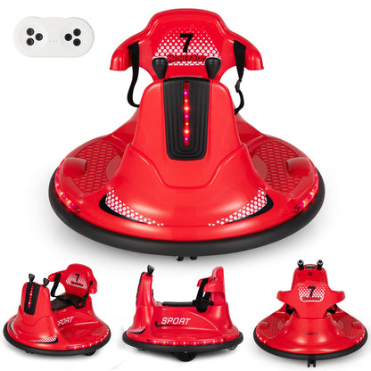 360 Spin Kids Bumper Car 12V Battery Powered Ride On Toy with Remote Control Dual Joysticks