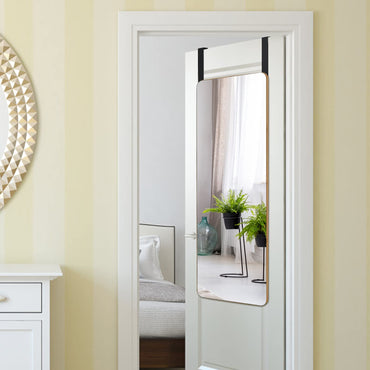 Rectangle Wall Mounted Mirror with Bamboo Frame and Round Corners