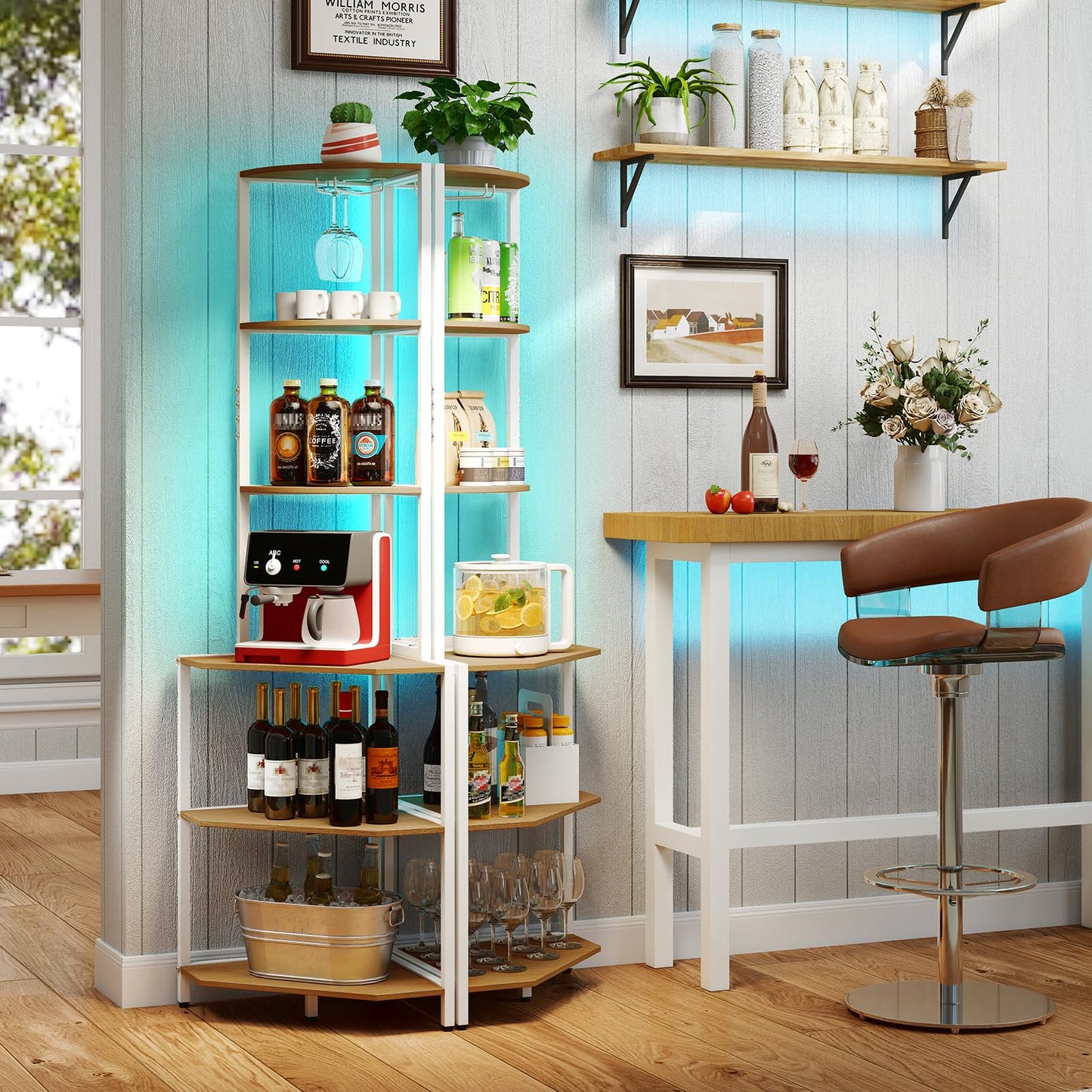 6-Tier Corner Shelf with 16 Color LED Lights