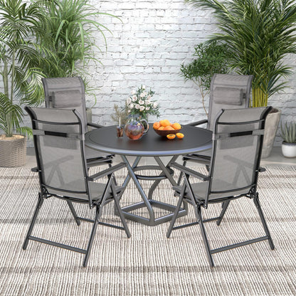 10-Position Adjustable Patio Chaise Lounge Chair Deck Sunbed with Armrests