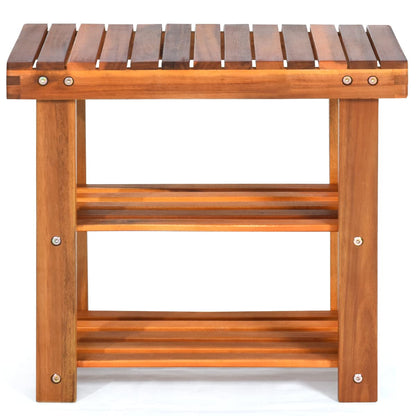 50 x 28 x 45cm 3-Tier Acacia Wood Shoe Rack Bench