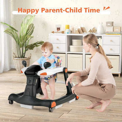 2 in 1 Foldable Toddler Push Along Walker with Music