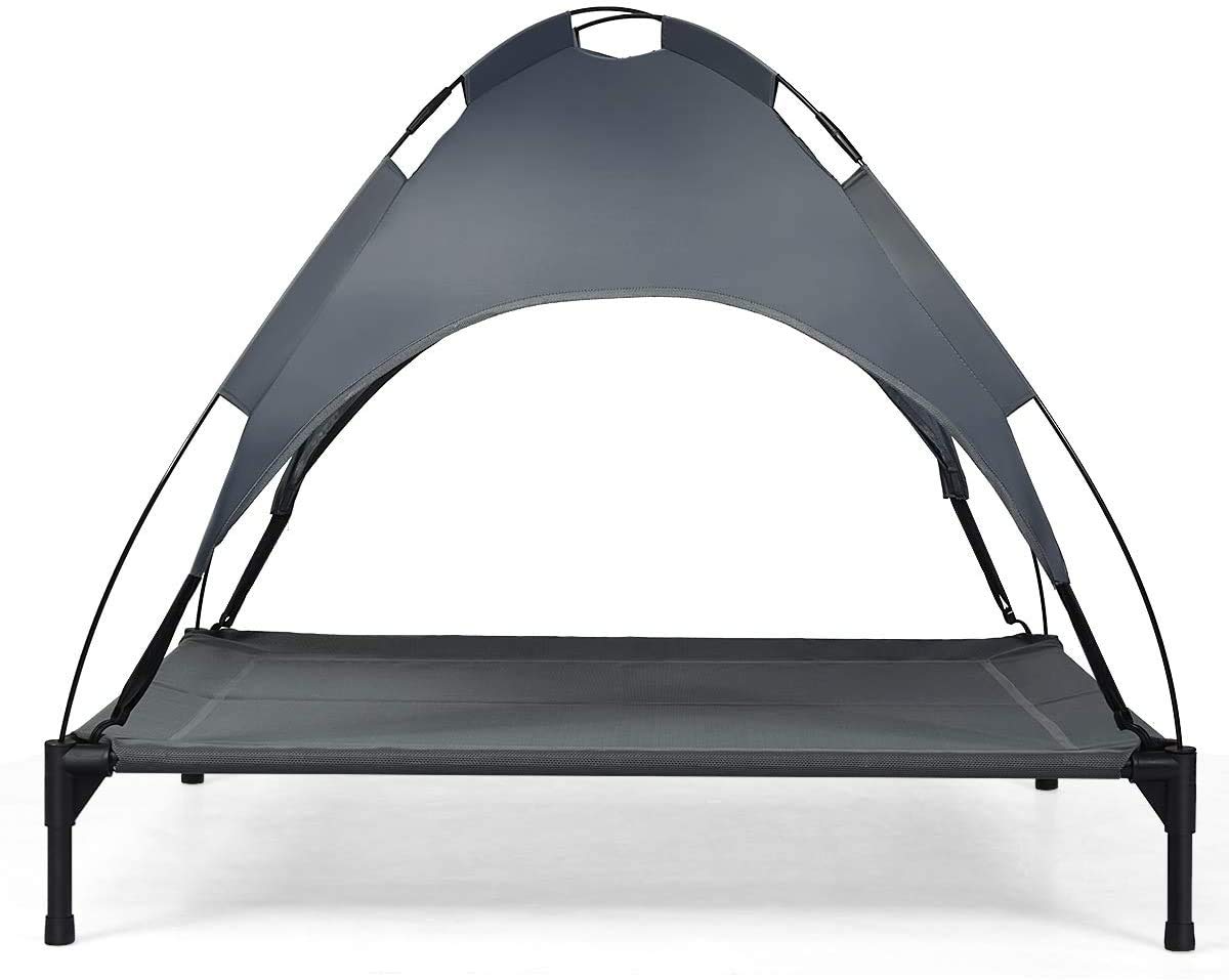 Steel Frame Elevated Pet Cot with Removable Canopy