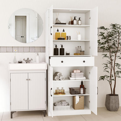 183cm Tall Kitchen Pantry with 4 Barn Doors and 3 Adjustable Shelves