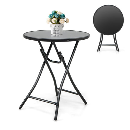 Round Bistro Table with Tempered Glass Tabletop