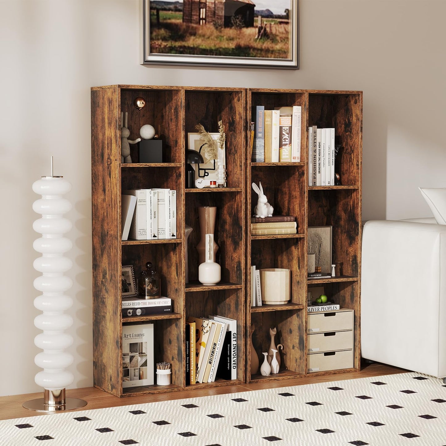 Vertical or Horizontal Freestanding Bookshelf with 7 Compartments