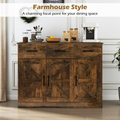 Sideboard Storage Cabinet, Large Kitchen Cupboard with Adjustable Shelf