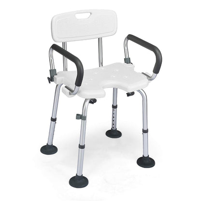Height Adjustable Tub Shower Seat with U-Shaped Seat and Shower Buckle
