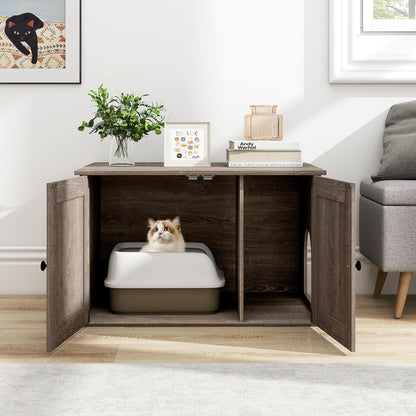 Cat Litter Box Enclosure, Hidden Privacy Kitty Washroom