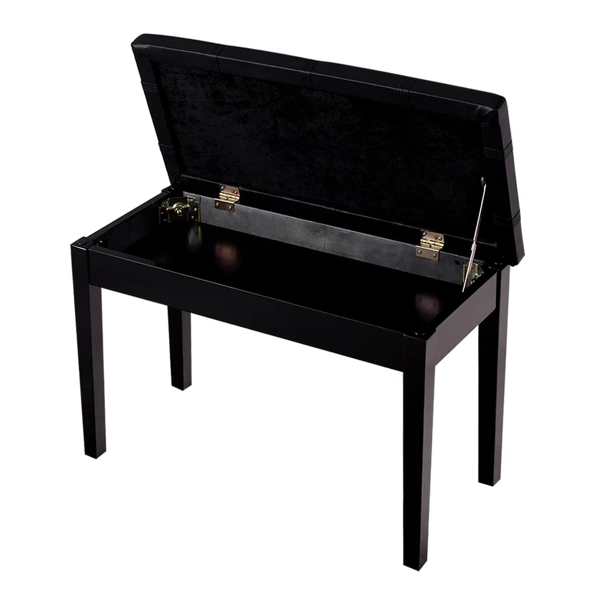 Wooden Duet Piano Bench with Padded Cushion and Music Storage