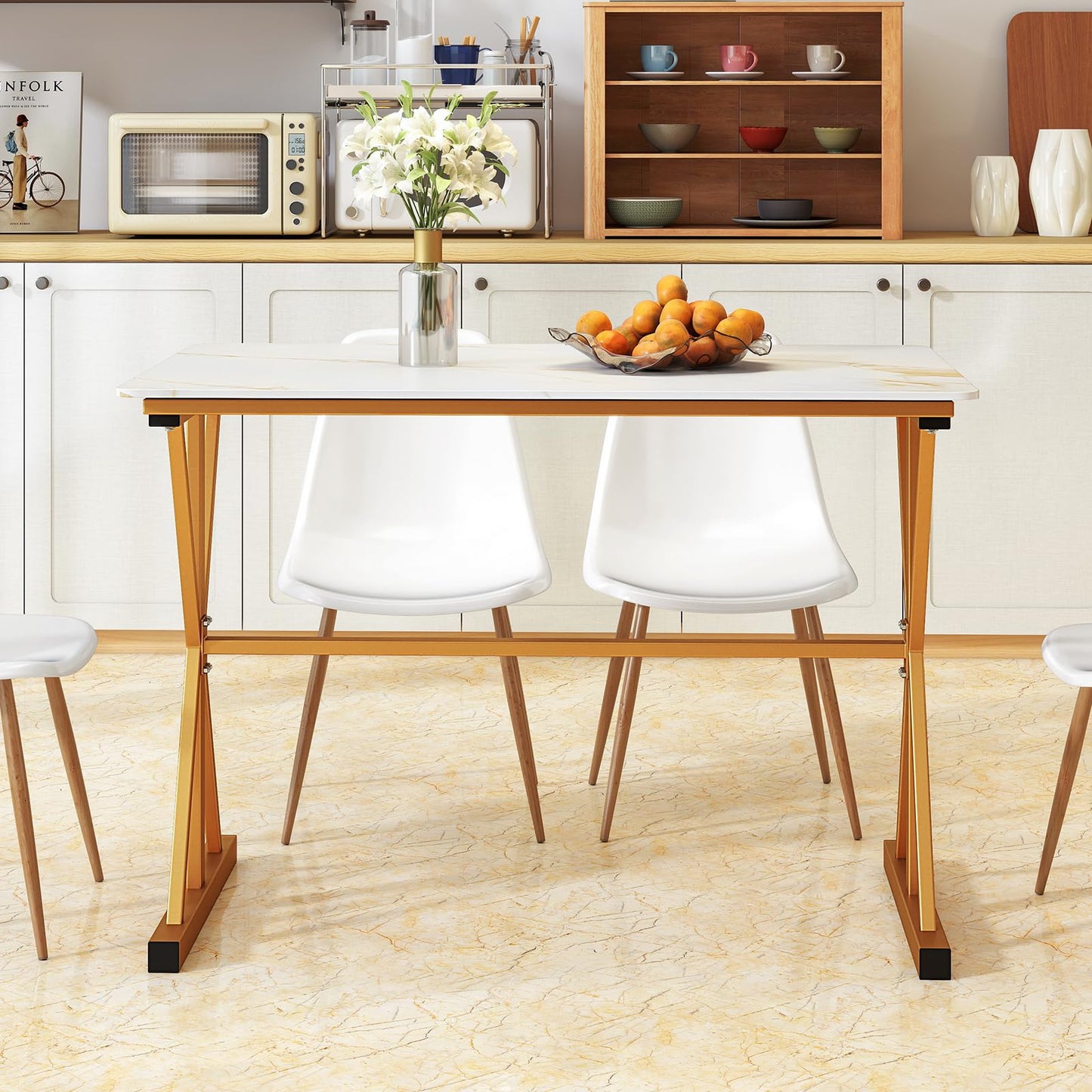 Sintered Stone Dining Table with Metal Frame