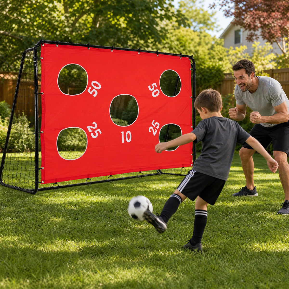 Kids Soccer Goal with Removable Target Cloth Soccer Training Equipment with Metal Frame