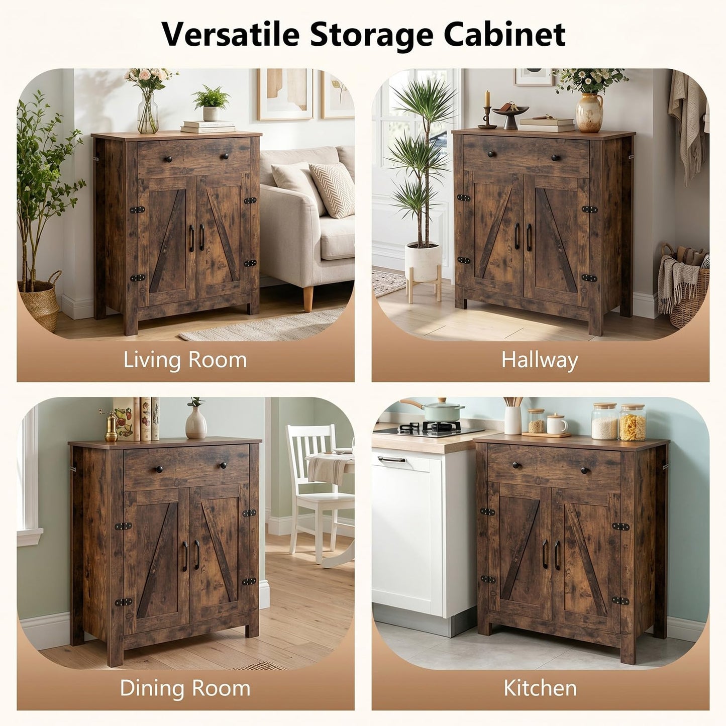 Storage Cabinet with Drawer & 2 Doors,80 x 40 x 92cm