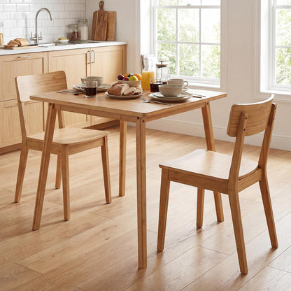 Dining Table for 2-4, Bamboo Square Kitchen Table with Anti-slip Footpads