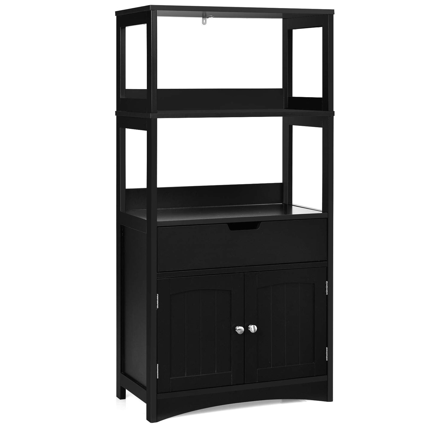 Wooden Freestanding Tall Cupboard with Open Shelves