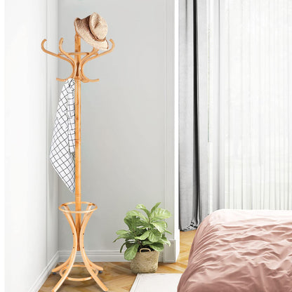 12 Hooks Freestanding Coat Rack with Umbrella Holder