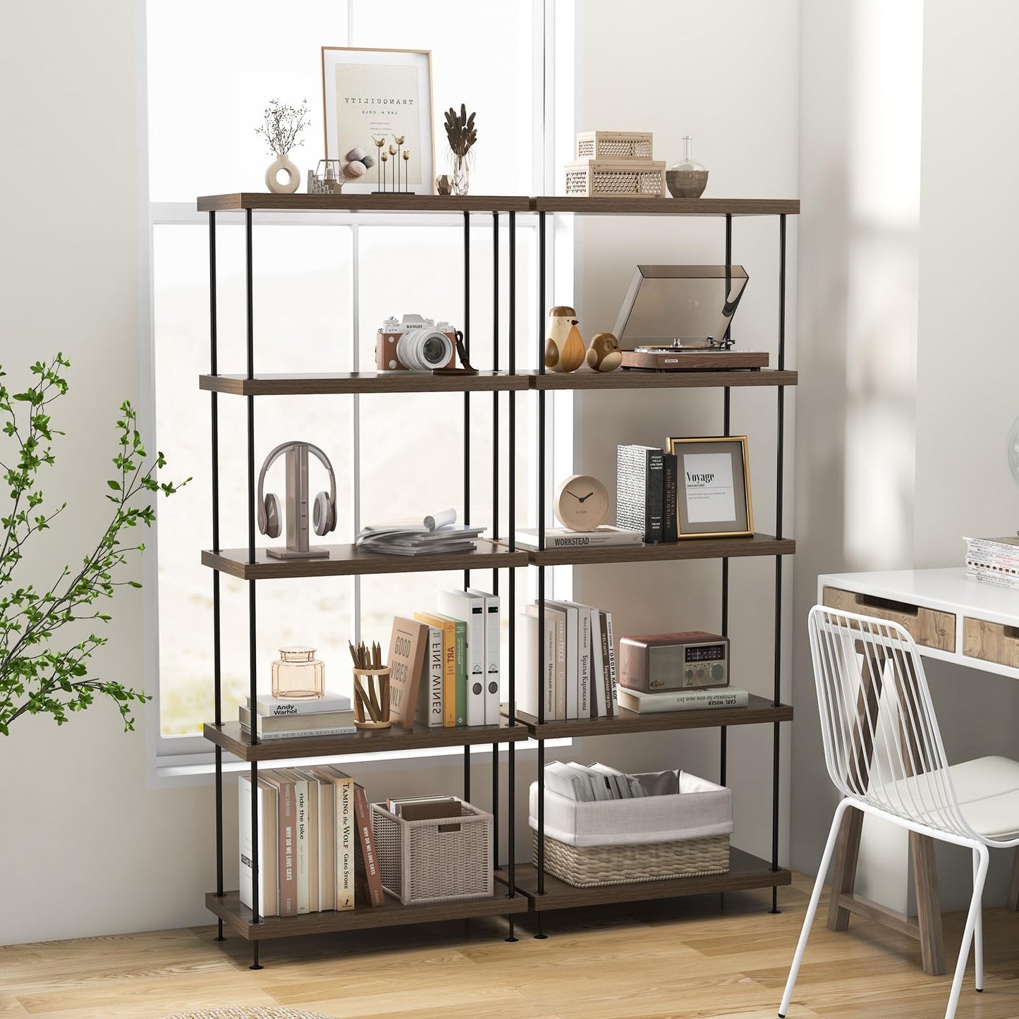 5-Tier Multipurpose Display Rack with Metal Frame for Living Room Home Office