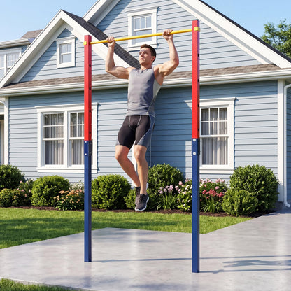 Outdoor In-Ground Pull Up Bar Station, Heavy Duty Metal Chin Up Bar