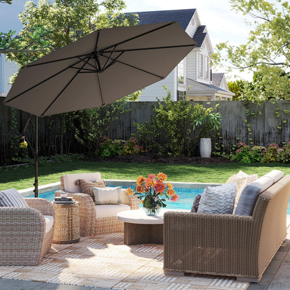 295 cm Patio Offset Umbrella with Easy Tilt Adjustment and Crossed Base