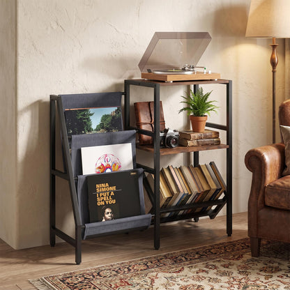 Record Player Stand with Vinyl Record Storage Shelf for 400+ Albums