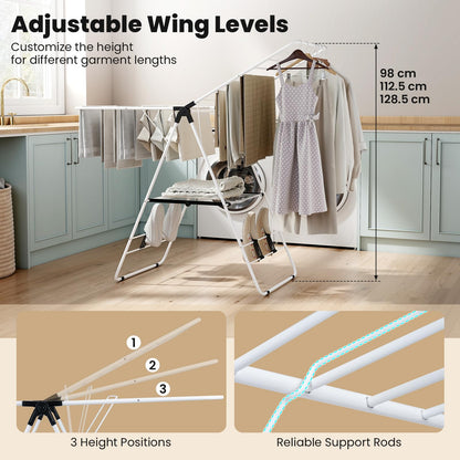 Clothes Airer, Foldable Drying Rack with Adjustable Wings