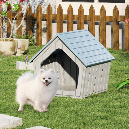 Plastic Dog House, Indoor Outdoor Cat House Condo with Sloping Roof