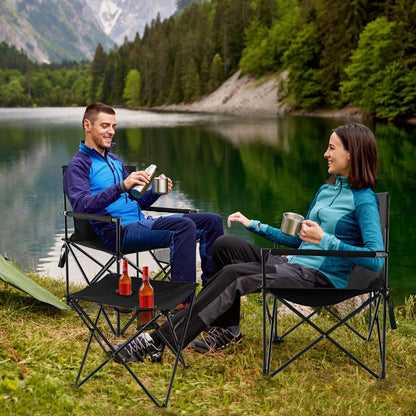 3 Piece Foldable Camping Chairs and Table Set