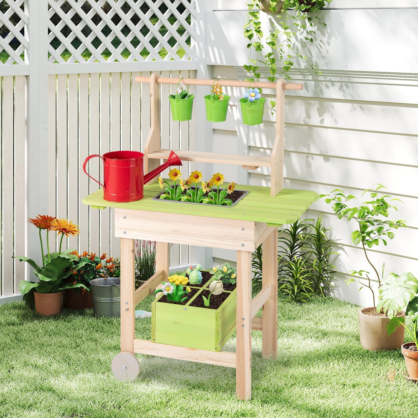Mud Kitchen, Outdoor Kids Play Kitchen with Removable Pots