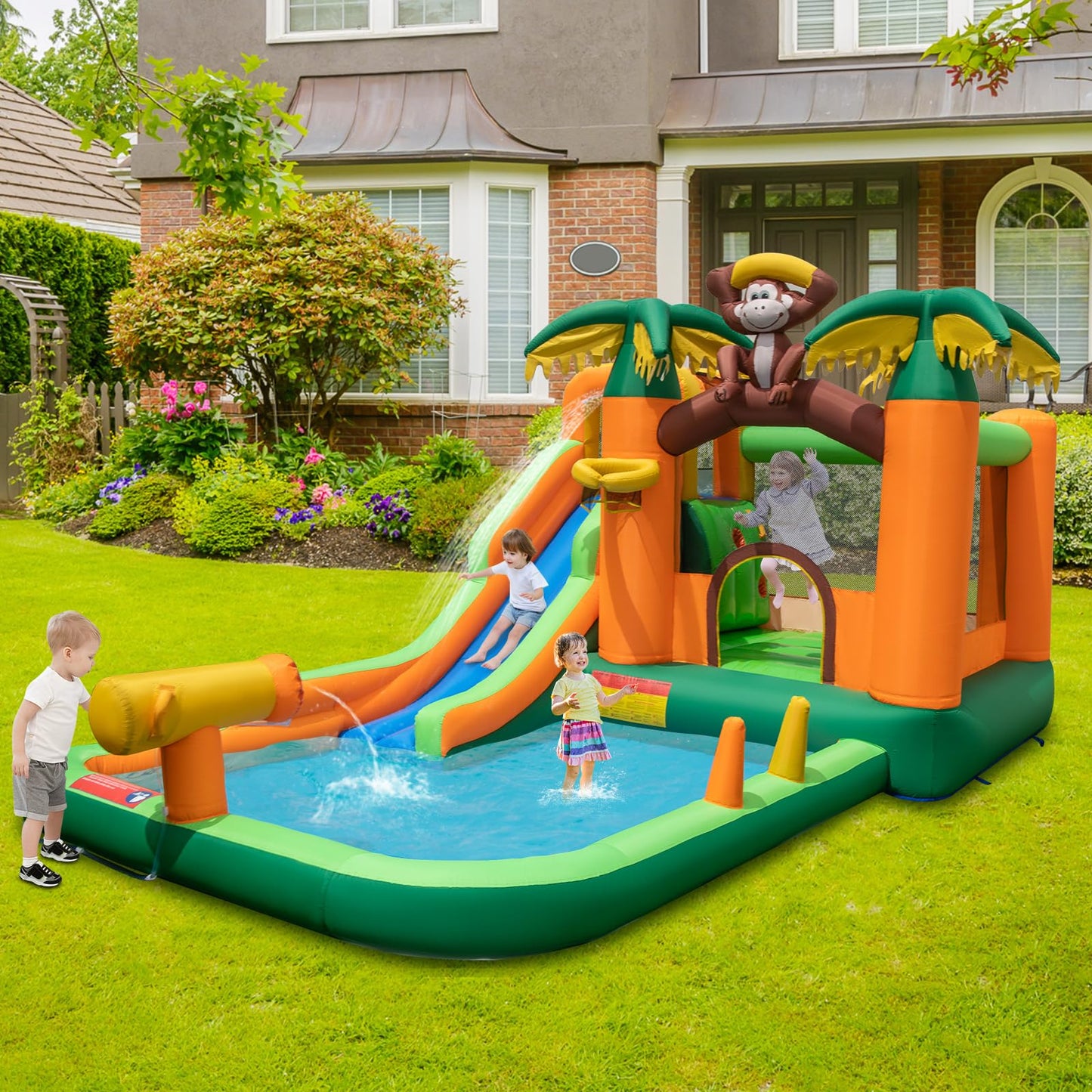 Tropical Themed Kids Bouncy Castle Jumper House for Summer Outdoor Play