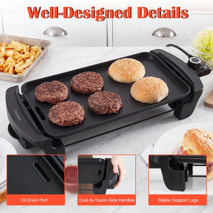 Electric Teppanyaki Grill, 1600W/2150W BBQ Griddle with Nonstick Flat Cooking Surface