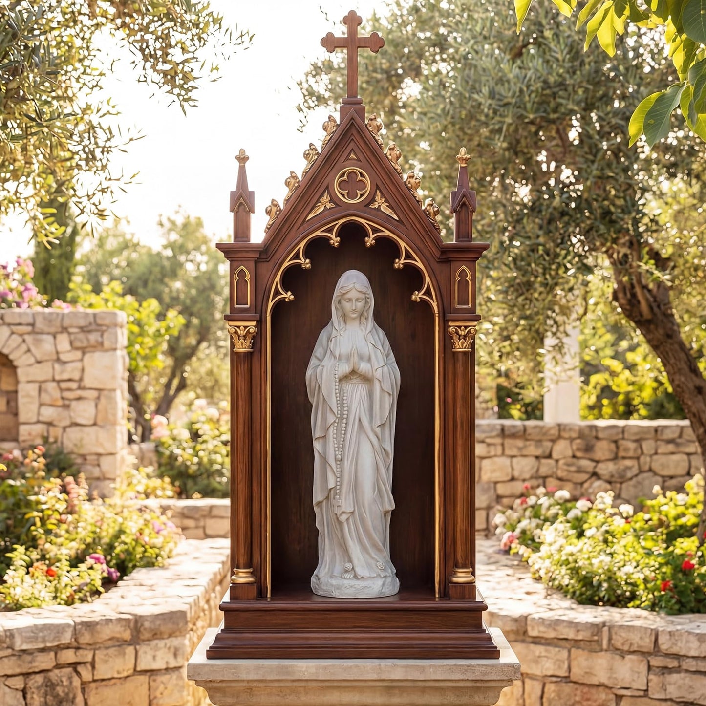 Garden Statue, Tall Virgin Mary/St. Francis Statue, Indoor Outdoor Religious Sculpture Art Decoration