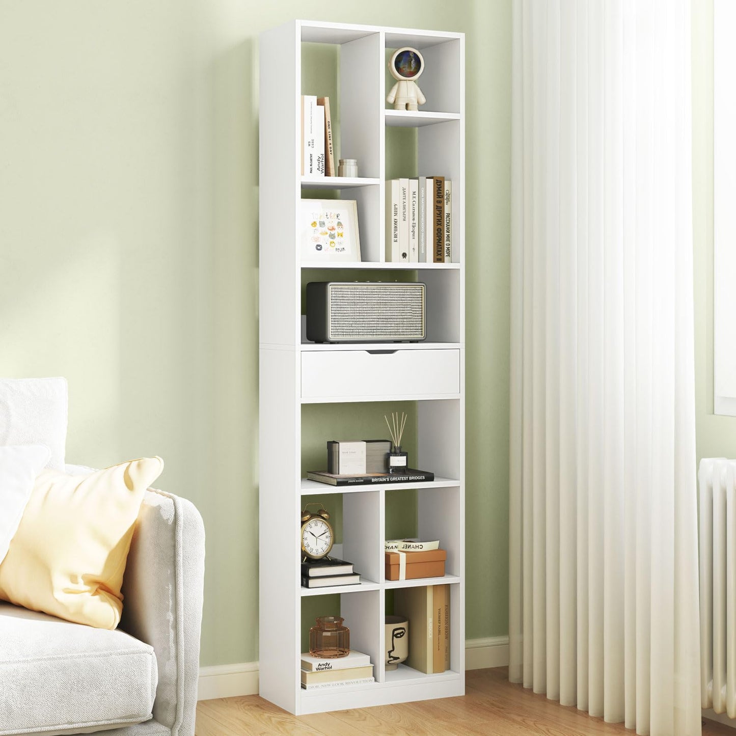 Modern Storage Bookshelf with Drawer for Living Room