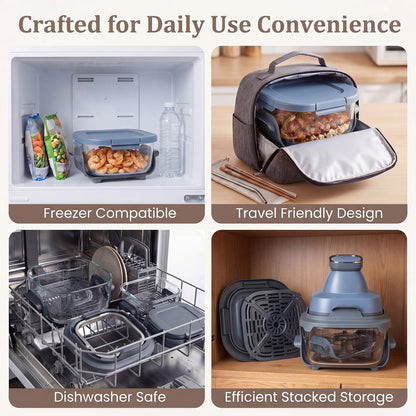 GiantexUK Portable Glass Air Fryer, 6-in-1 Healthy Cooking System