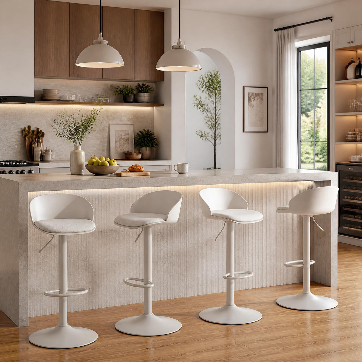 Swivel Bar Stools with Linen Seat