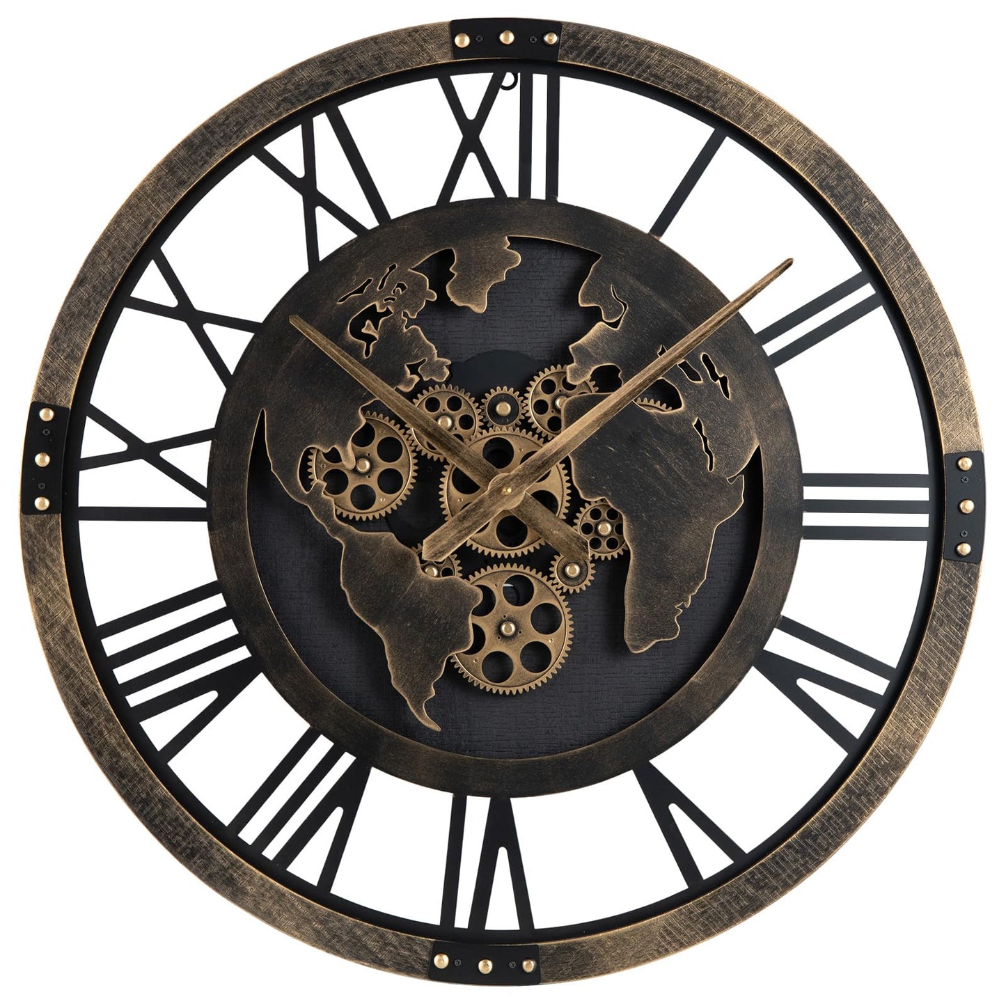 Large Wall Clock, 27”/68cm Metal Non-Ticking Decorative Clock, Battery-Operated Wall Decoration