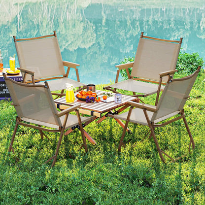 Set of 2 Portable Beach Chairs for Adults with Armrests
