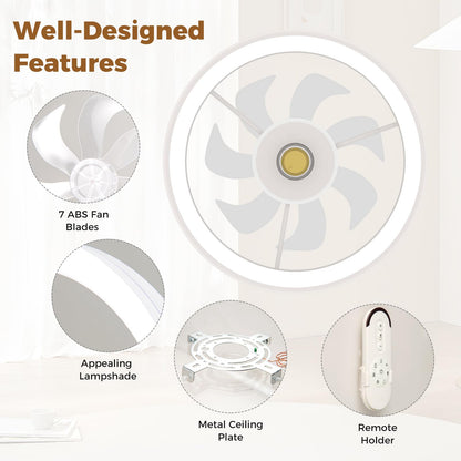 Giantex Ceiling Fan with Light and Remote 6 Fan Speeds 3 Color 3000-6500K Stepless Dimmable
