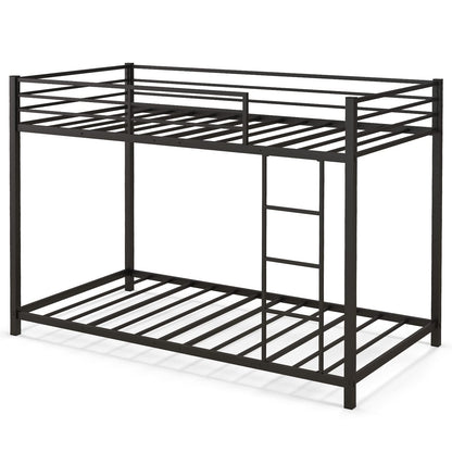 Metal Bunk Bed, Single over Single Loft Bed Frame with Ladder and Safety Guardrail