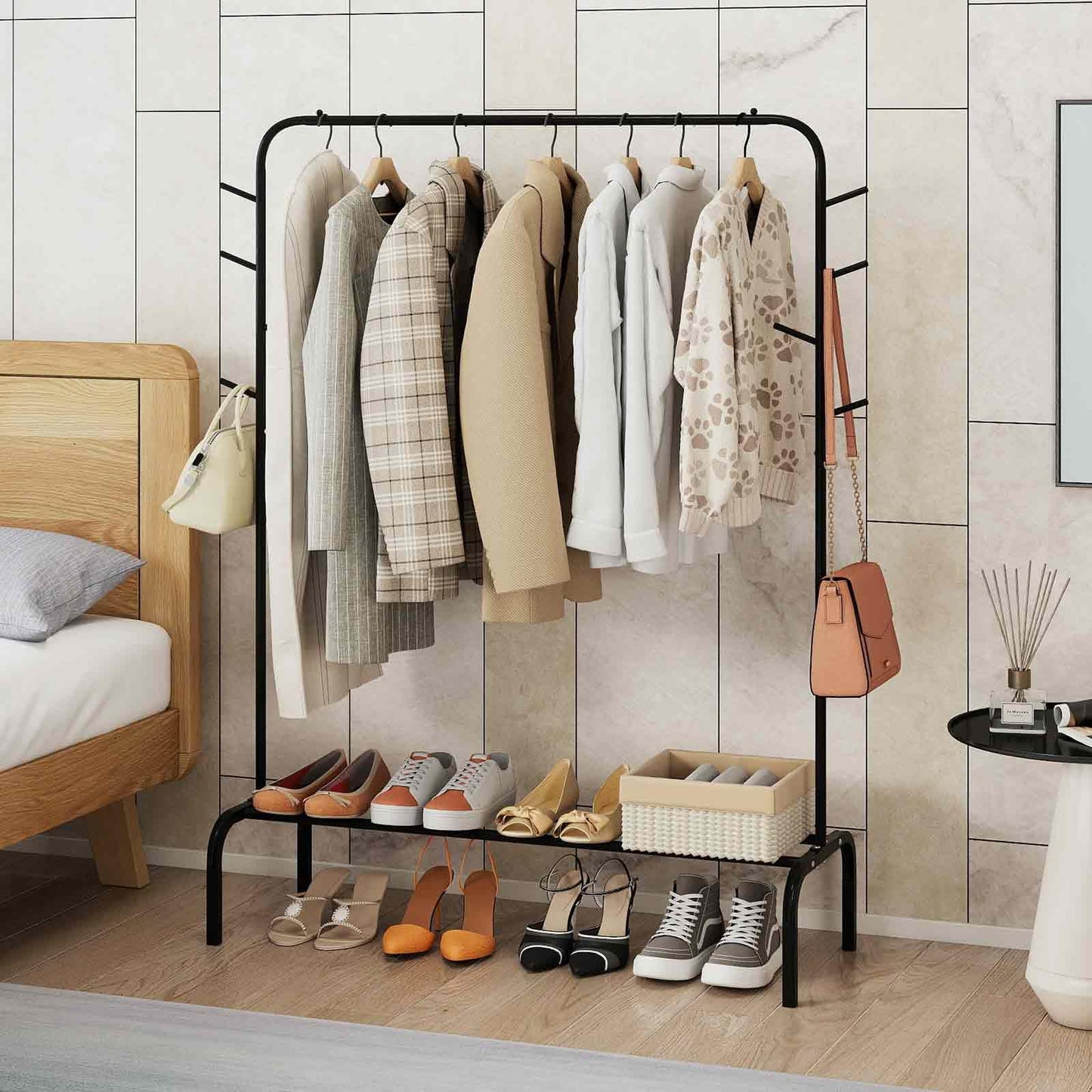 Heavy Duty Clothes Rack Freestanding Metal Garment Wardrobe Rack