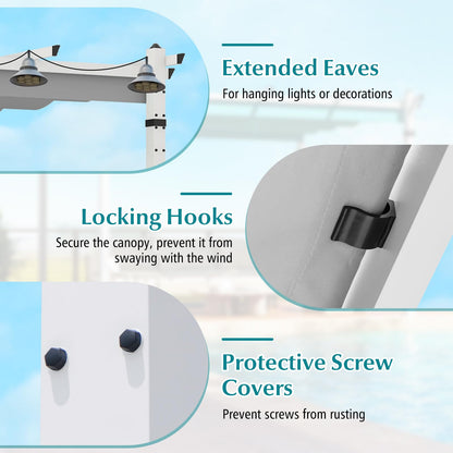 3.68 X 3.05m Metal Pergola with Retractable Roof, Large Garden Pergola