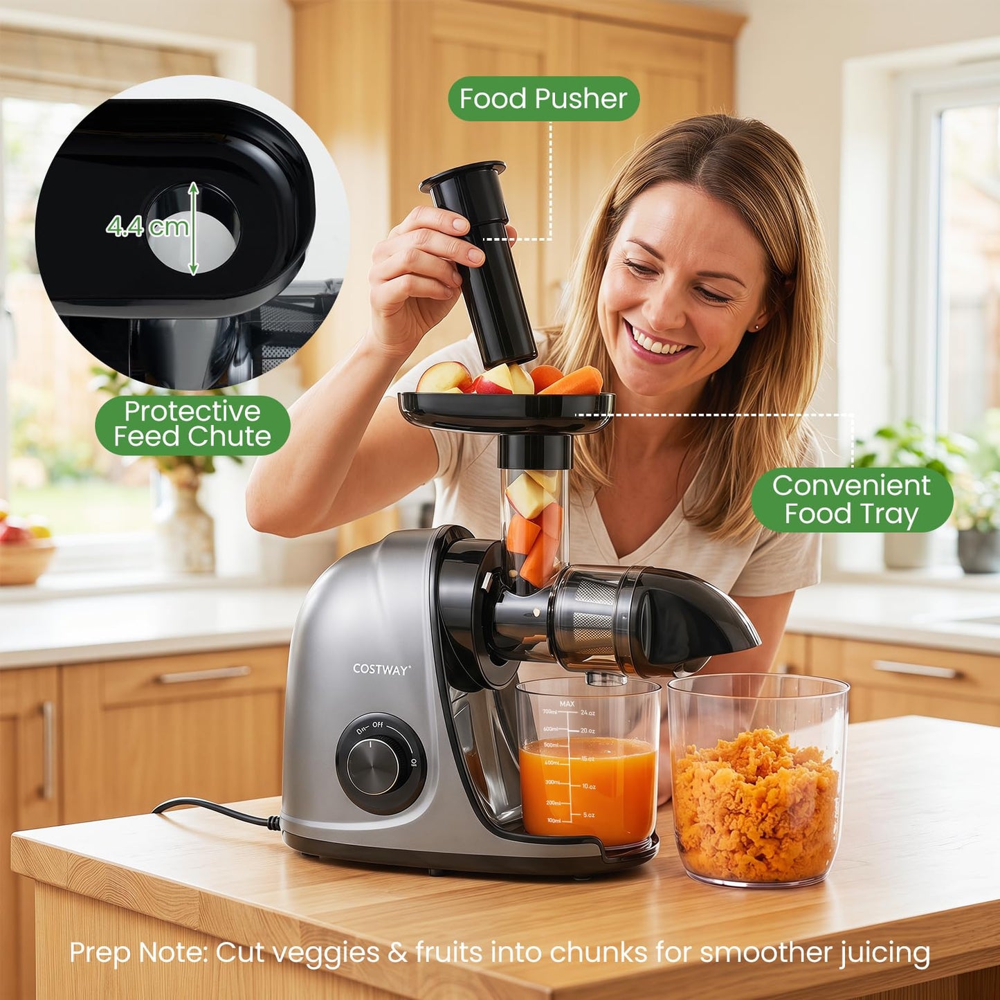 Cold Press Juicer Machine, 7-Stage System, BPA-Free (95% Yield)