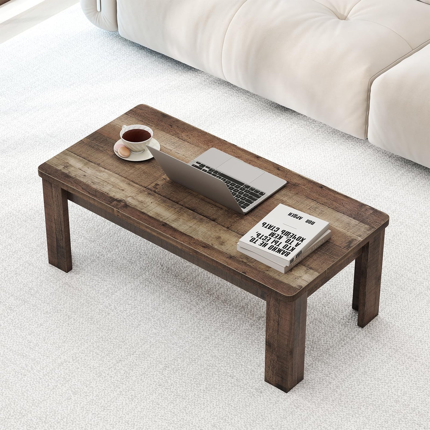 120 cm Farmhouse Coffee Table with Spacious Tabletop