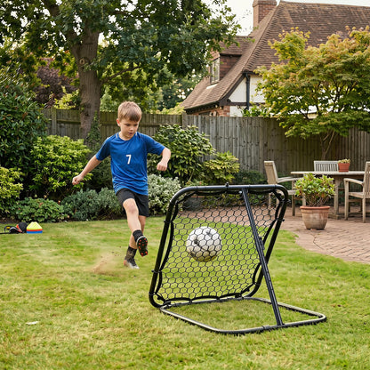 Foldable Football Rebounder Net, Football Training Net with Metal Frame, Adjustable Soccer Target Goal