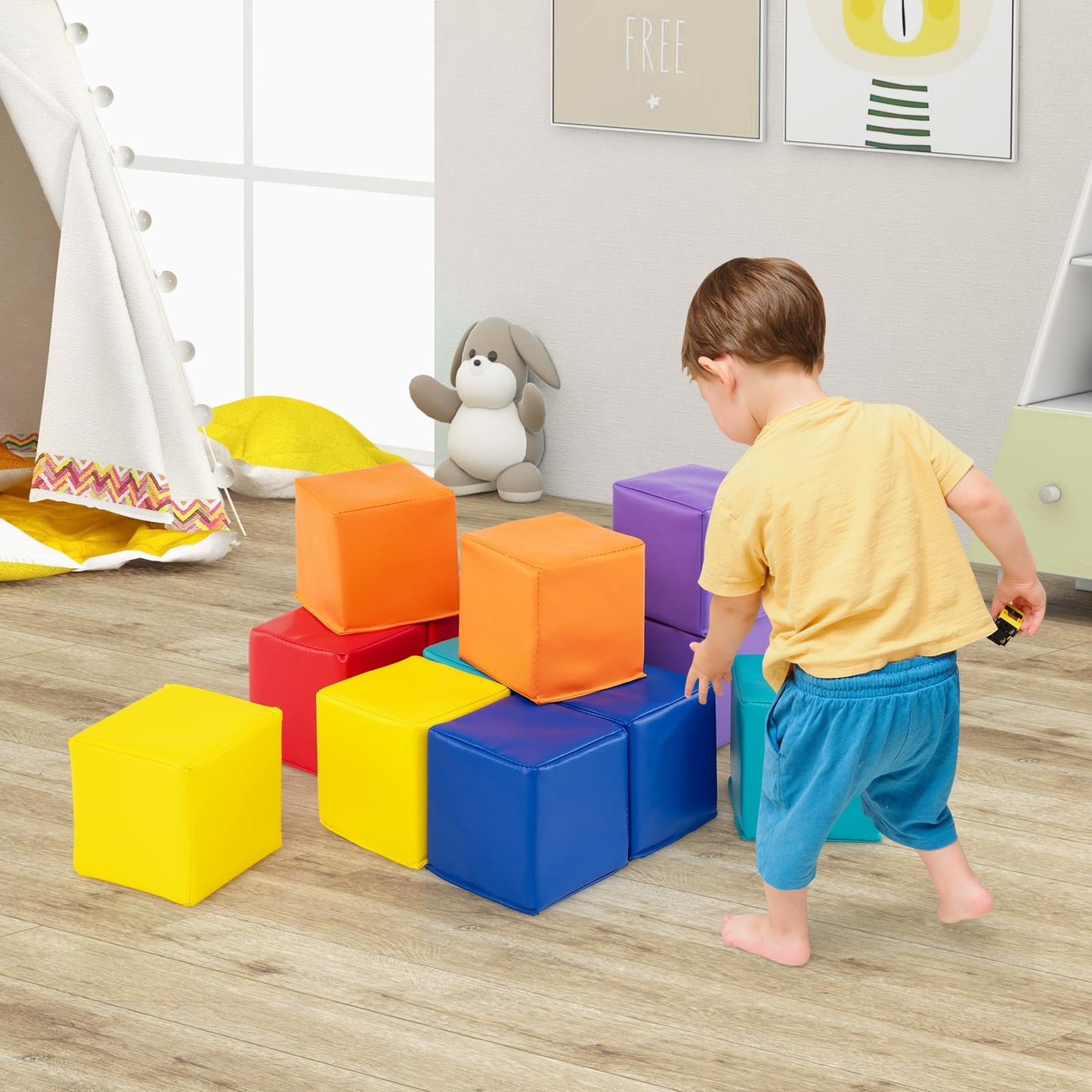 12 PCS Foam Building Blocks 5.5" x 5.5" Colorful Climbing Foam Soft Cubes for Kids