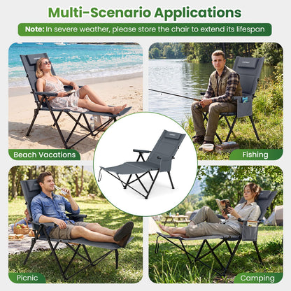 Adjustable Backrest, Storage Bag, Padded Pillow & Side Pocket
