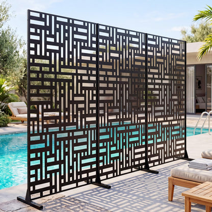183 CM Freestanding Louvered Metal Outdoor Privacy Screen