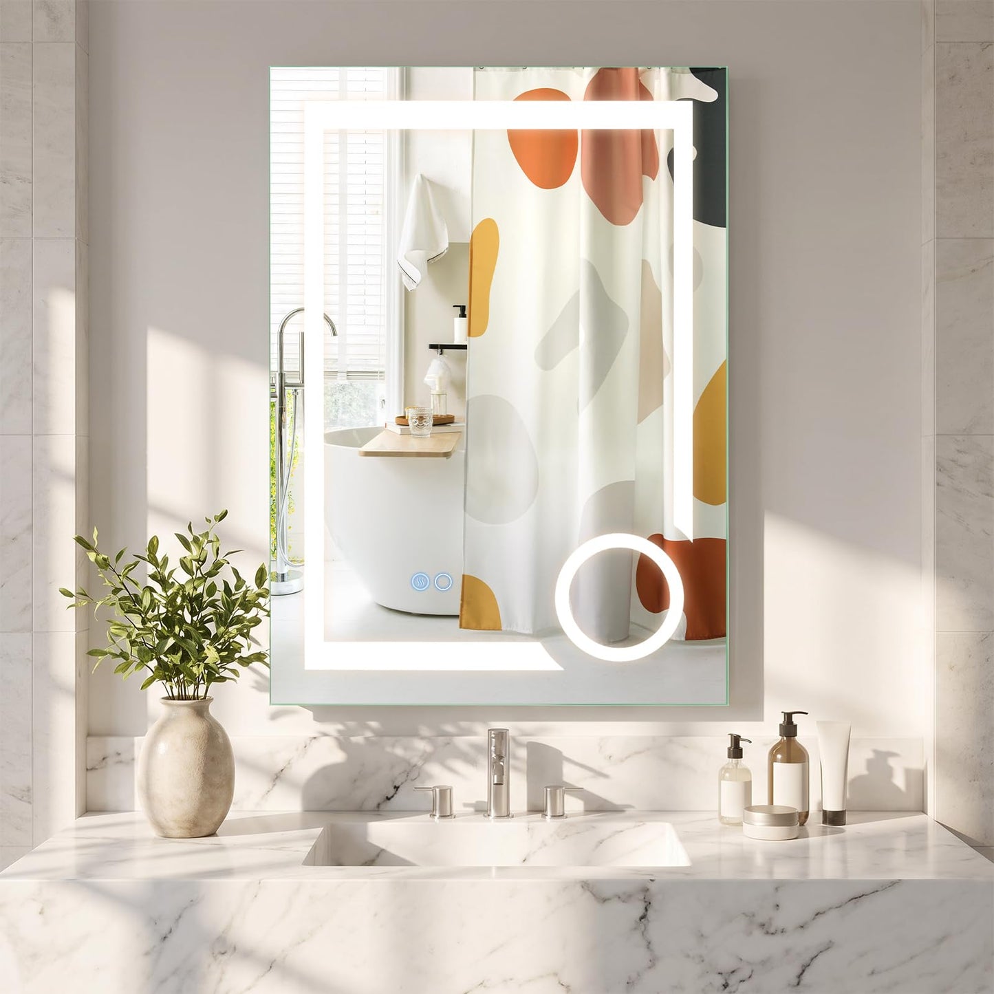 500x700mm Bathroom Mirror with LED Lights, 3x Magnifier, Anti-Fog